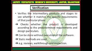 Jayoti Vidyapeeth - Verification and Validation