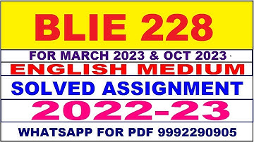 blie 228 solved assignment 2022-23 in english | blie 228 solved assignment 2022-23 | blie 228 2023