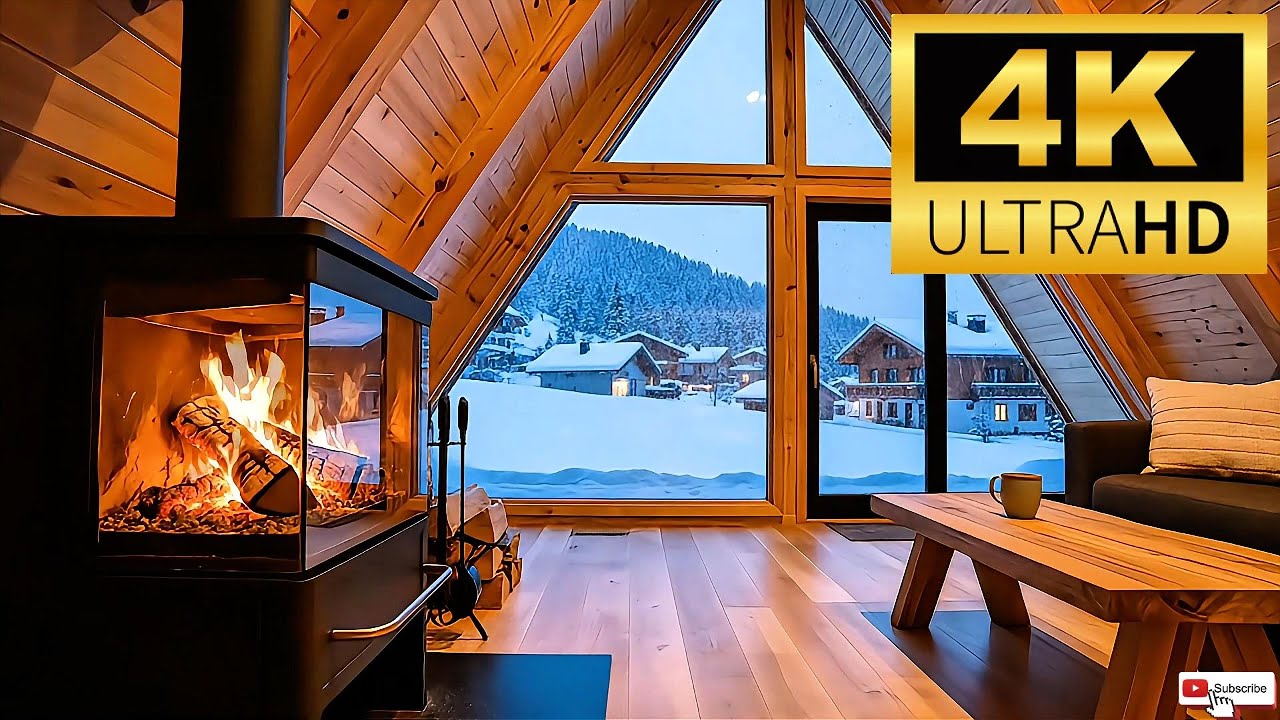 Cozy Fireplace Inside a Snowy Bungalow ❄️🔥 (Şömine) 