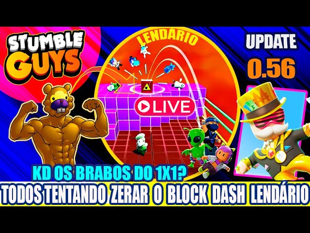 🔴STUMBLE GUYS LIVE: JOGANDO BLOCK DASH LENDARIO COM OS INSCRITOS AO VIVO  BORA ZERAR JUNTOS? #aovivo 