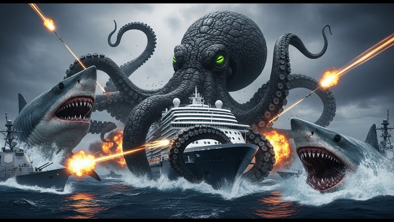 Navy forces battle giant octopus and Megalodon shark – rescuing the ...