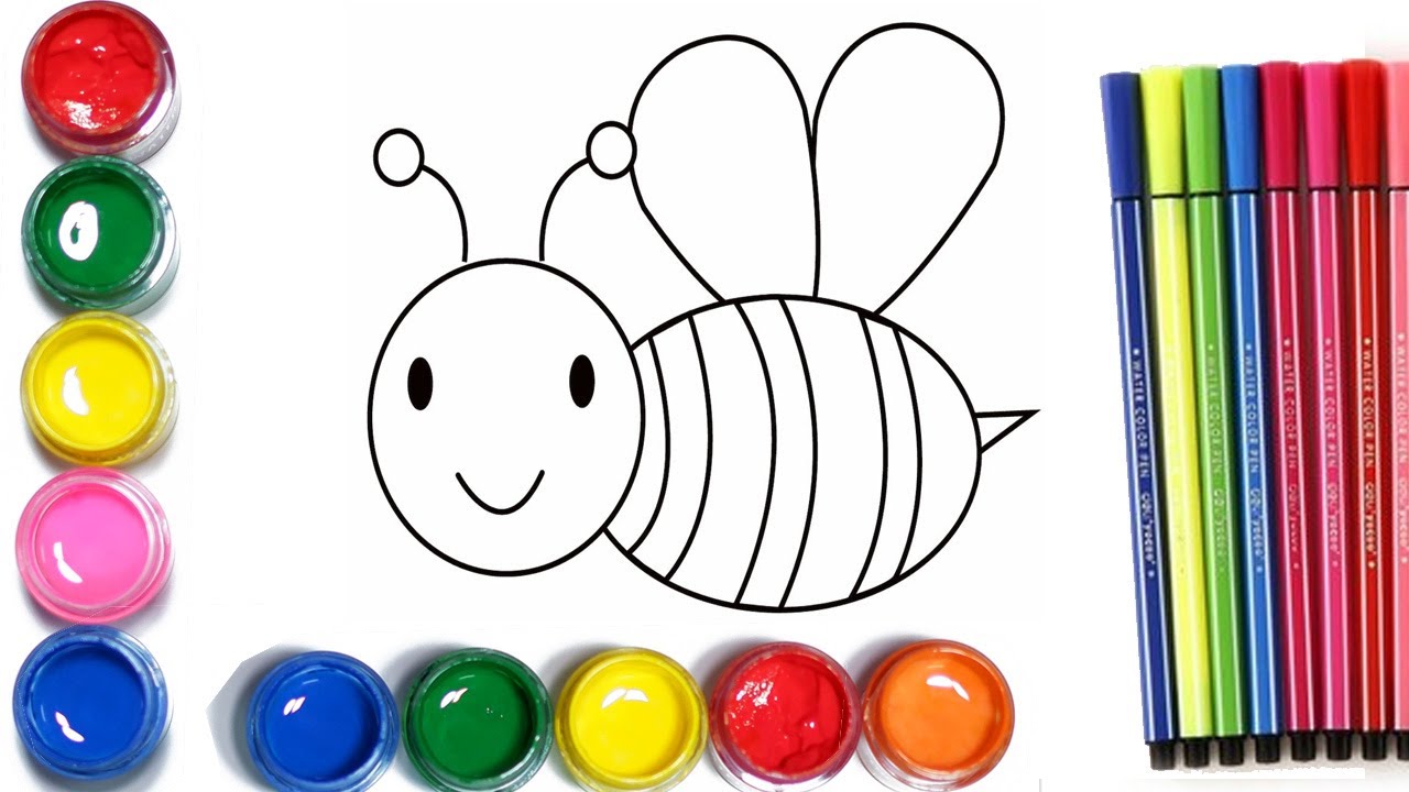 Pagguhit ng bubuyog para sa mga bata/Menggambar lebah untuk anak-anak/Drawing bee for kids