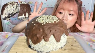 【ASMR】巨大アイスドームケーキ食べた Oreo cheesecake