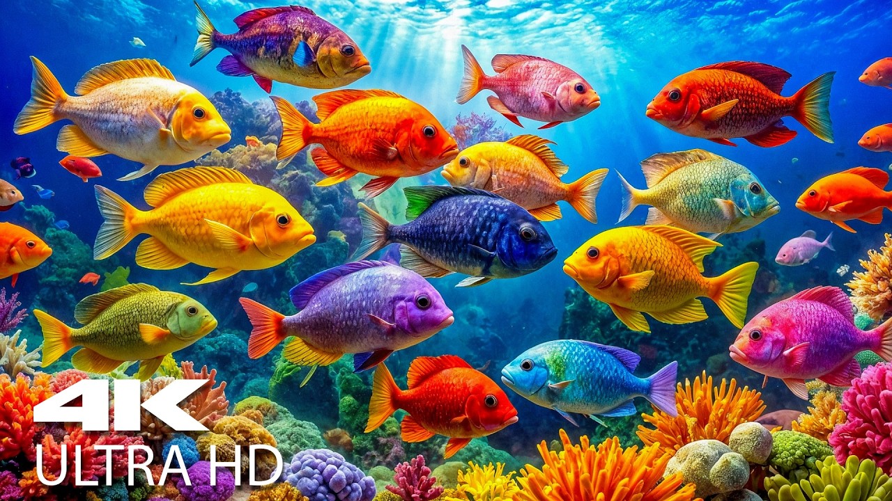 Fish Mp4 AQUARIUM 4K (ULTRA HD) - Beautiful Fish Swimming & Colorful Sea Life ...