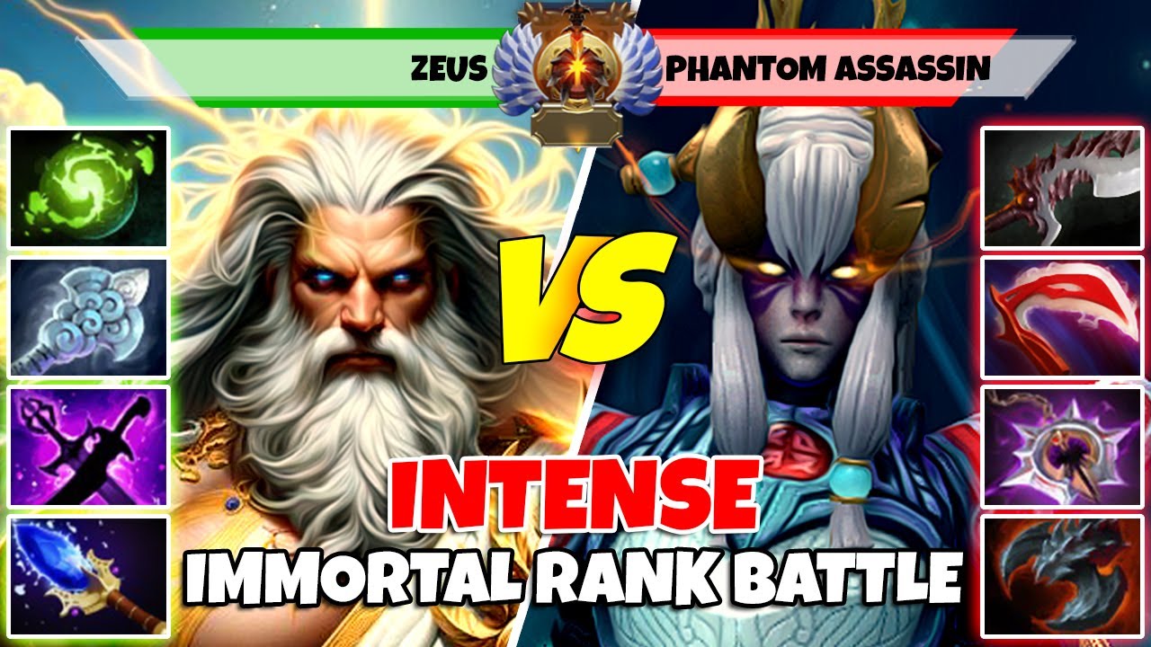 ZEUS (Support) vs PHANTOM ASSASSIN (Carry) - Epic Battle Of Immortal Rank Dota 2 Players - Z Dota 2