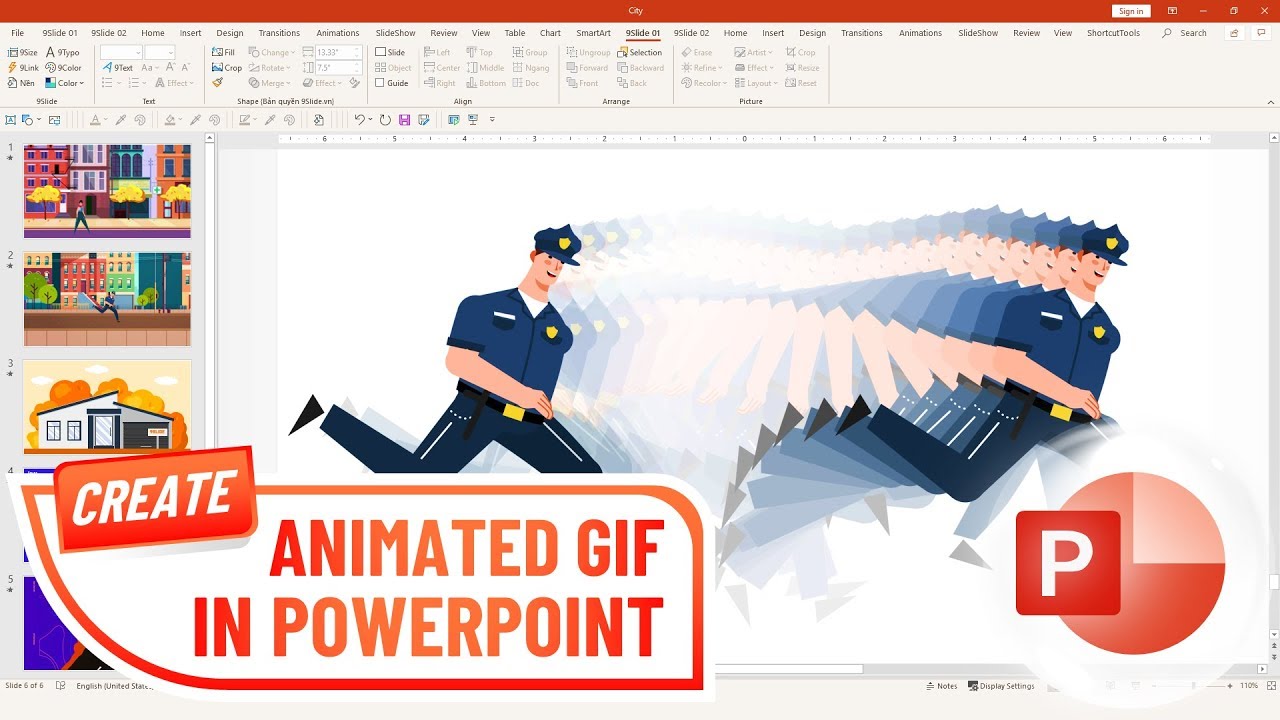 Hướng Dẫn Tạo Ảnh Gif Nhân Vật Chuyển Động Bằng Powerpoint/ Khóa Học  #Powerpoint Online: 9Slide.Com/ - Youtube