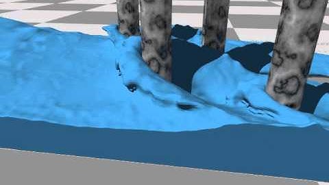 SPH adaptive simulation, close