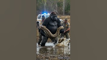 Saving a Gorilla from a Giant Python!