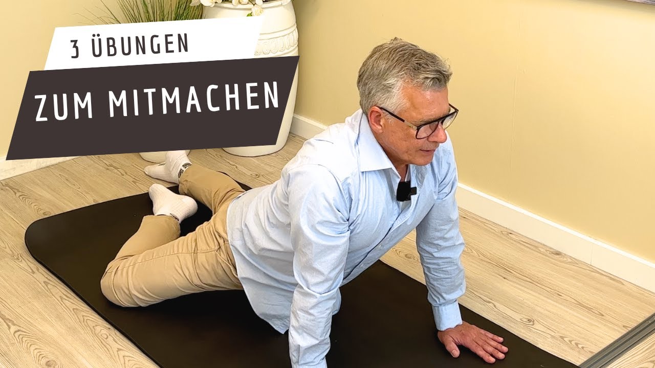 Drei Übungen bei Schmerzen in der LENDENWIRBELSÄULE zum mitmachen