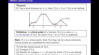 Hammack's Calculus I, Lecture 31: Local Extrema and the First Derivative Test