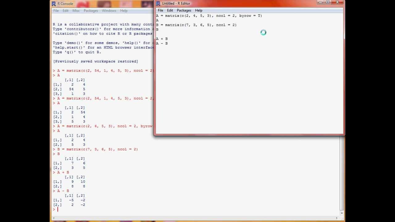 R Matrix Operations - YouTube
