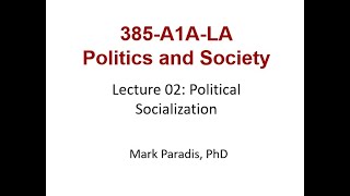 385-A1A-LA. 02. Political Socialization: Role of External Environment