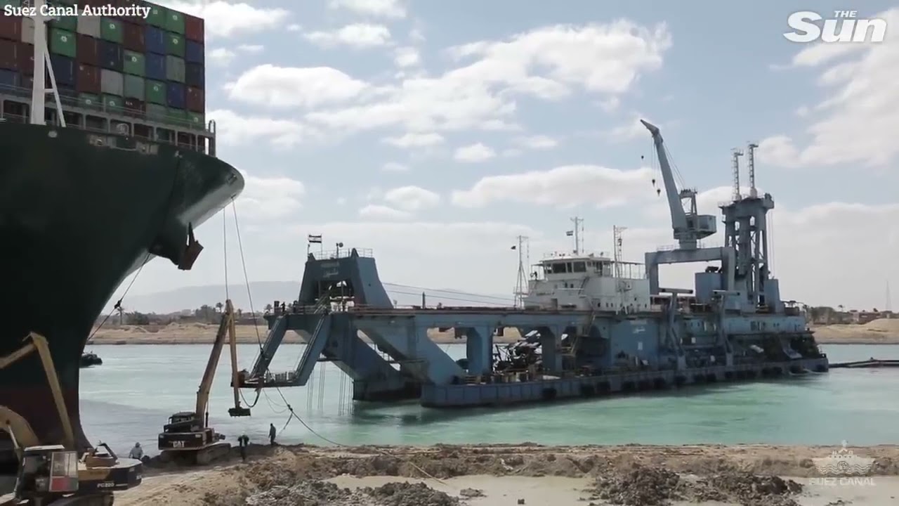 Breaking   Ever Given shipping container partially refloated in Suez Canal
