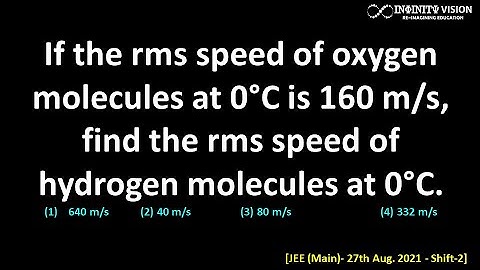 If the rms speed of oxygen molecules at 0°C: RMS speed     [JEE (Main)- 27th Aug. 2021 - Shift-2]