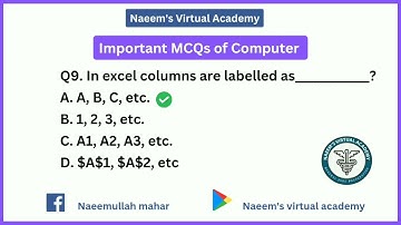 20 Important Mcqs of Computer Regarding Microsoft Excel | Daily dose | Naeemullah mahar