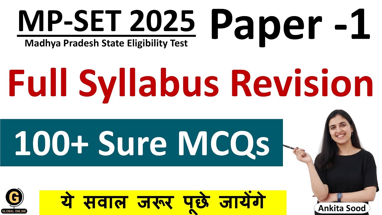 Top 100+ Sure MCQs for MP SET 2025 Paper 1|Full Syllabus Mock Test for MP SET Paper1