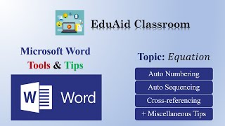 Famous MS Word Tools & Tips: Equation (Auto-numbering, sequencing, cross-referencing & miscellaneous tips) Profile