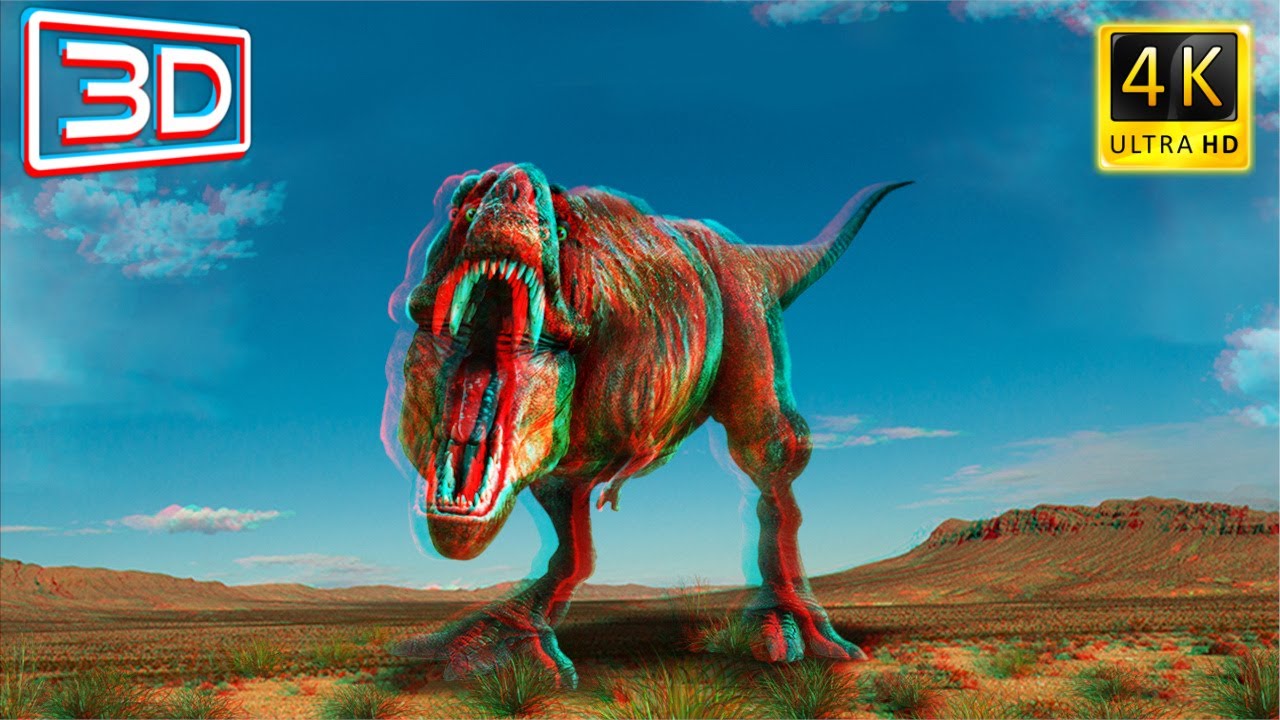 ANAGLYPH 3D | Jurassic Encyclopedia #10 - Tyrannosaurus rex dinosaur facts | 3D GLASSES RED CYAN