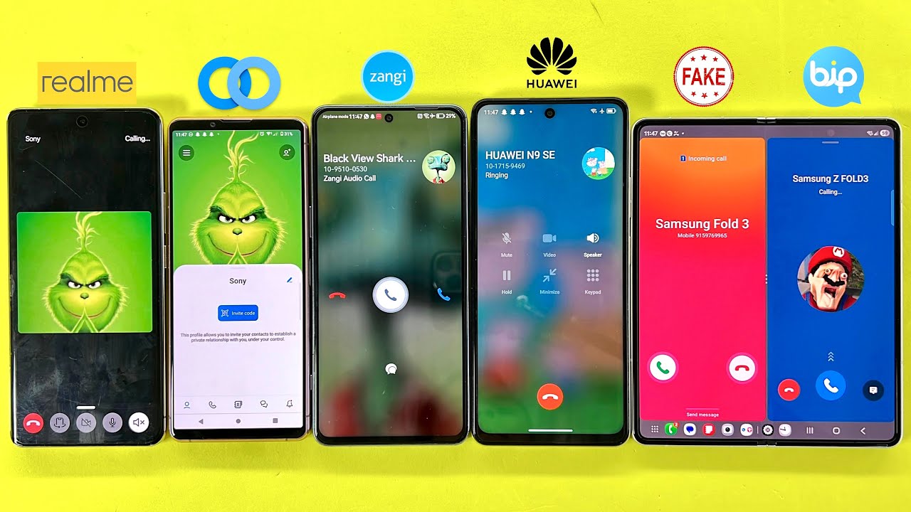 Incoming & Outgoing Call Social Media Twinme, Zangi, BiP on Realme, Samsung Z Fold, Sony, HUAWEI 