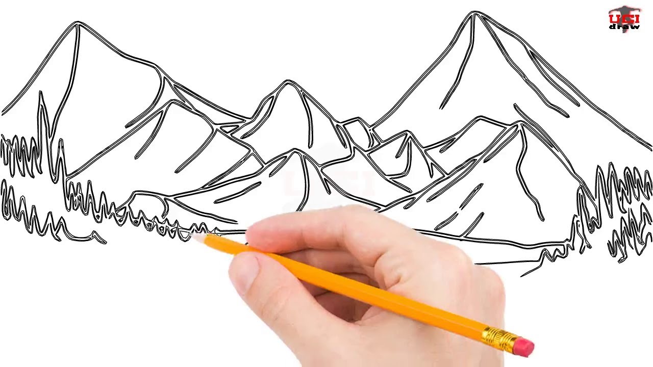 How to draw a Mountain Step by Step | Landscape Drawings - YouTube