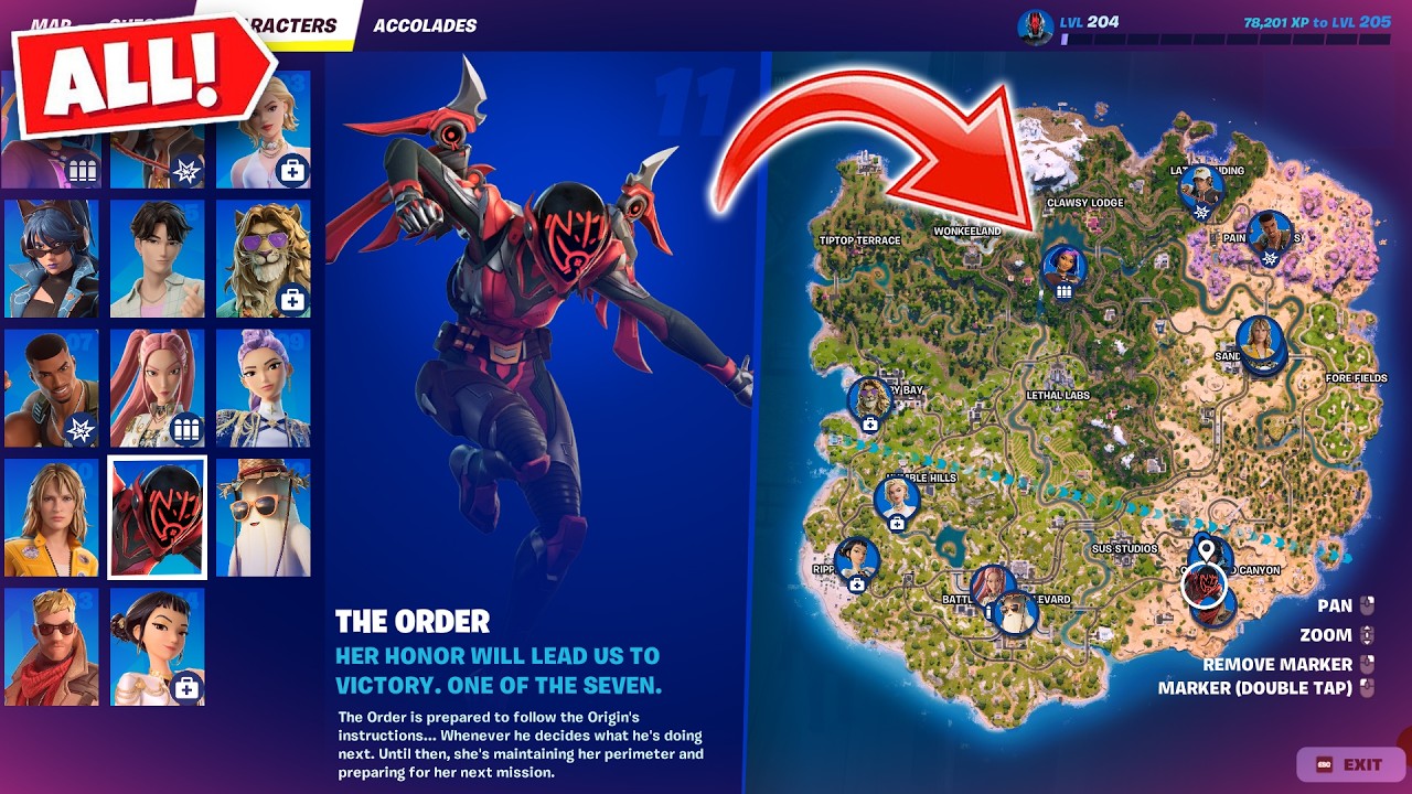 Все 14 мест расположения персонажей в Fortnite, 7 глава, 1 сезон (ОБНОВЛЕНО)