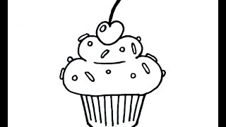 cupcake cartoon drawing draw cake simple cupcakes beginner drawings step beginners getdrawings visit