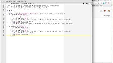 Distance Formula Calculator - Python 2.7 - Beginner Level