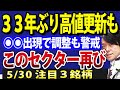日本株33年ぶり高値更新も、◉◉出現でスピード調整警戒