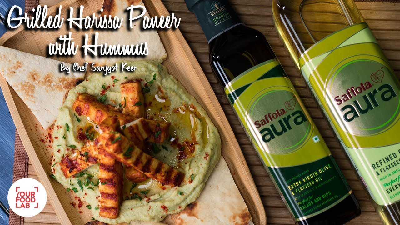 Grilled Harissa Paneer with Hummus by Chef Sanjyot Keer SaffolaAura