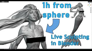 Mermaid girl sculpt in Blender for about 1 hour