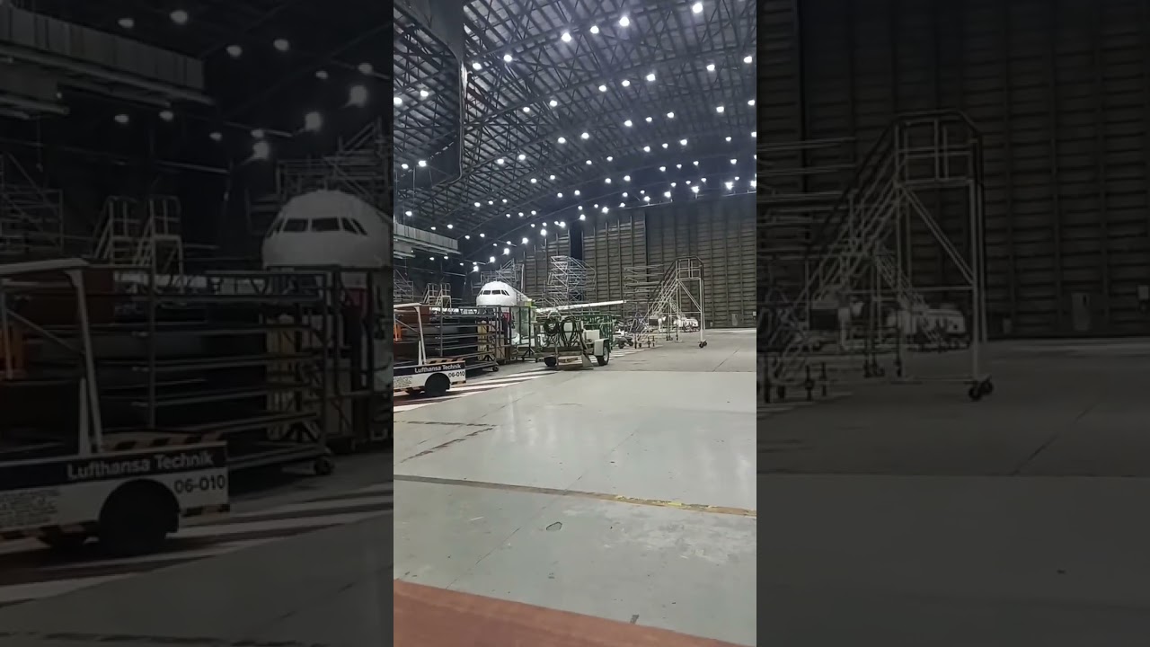 aircraft docked at bay Hangar