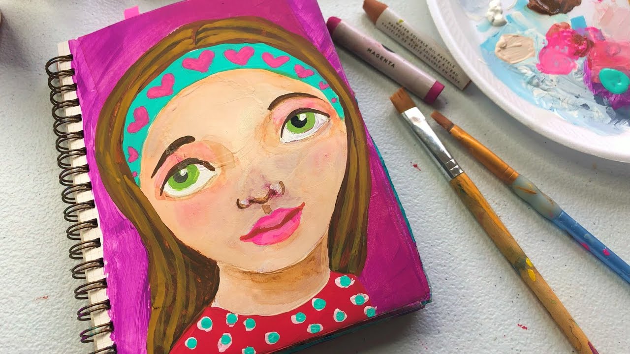 Can you Paint on Paper with Acrylic? 💓 (Sketchbook Ideas Cute Face