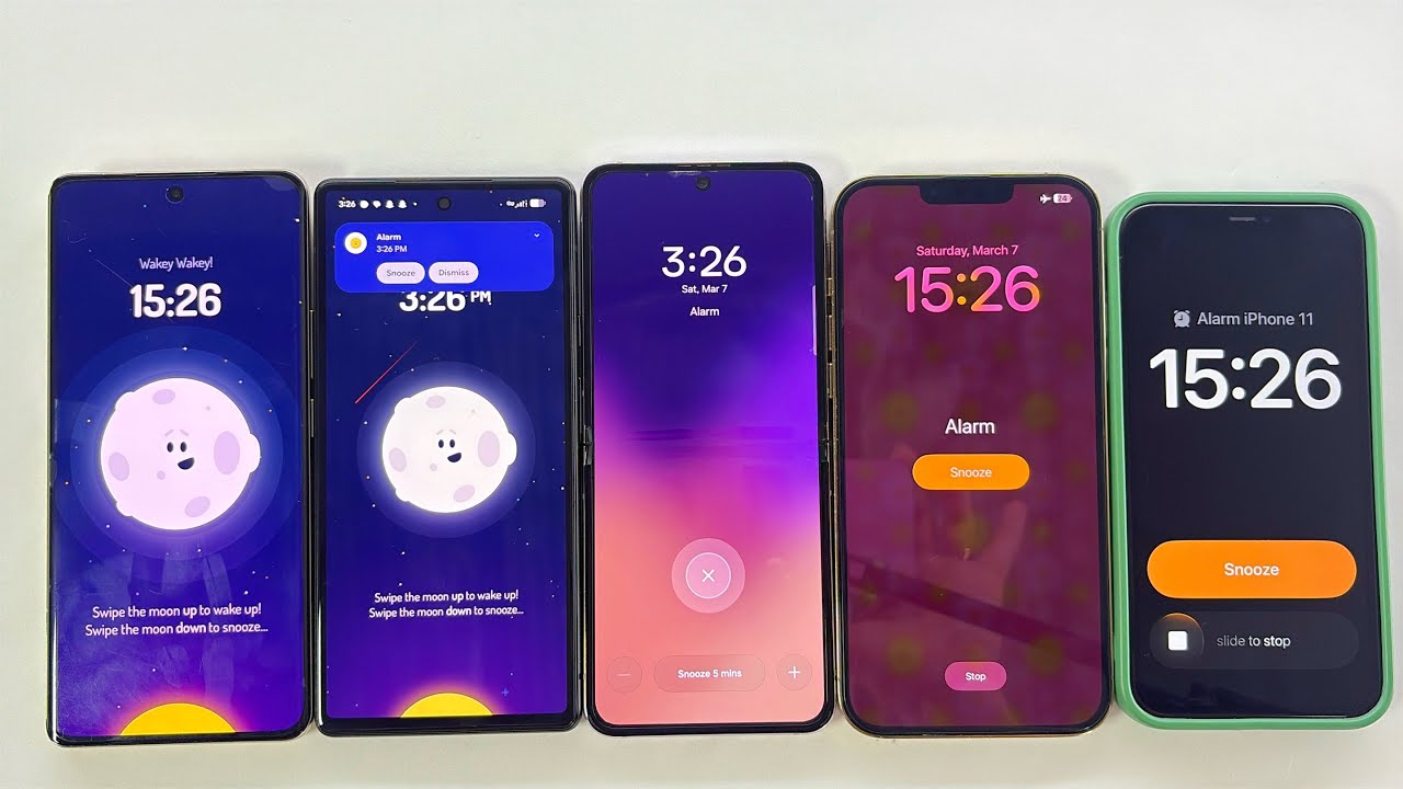 Inverted Timer Phone Alarm Clock + Timer Samsung Z Flip 3 + iPhone 11 + iPhone 13 Pro ...