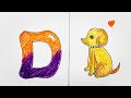How to draw letter D || D for Dog || Easy step by step || ￼