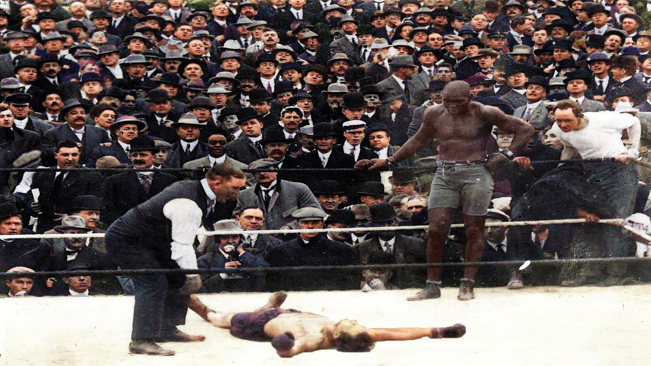 Jack Johnson vs Stanley Ketchel HD Colorized 16.10.1909 YouTube