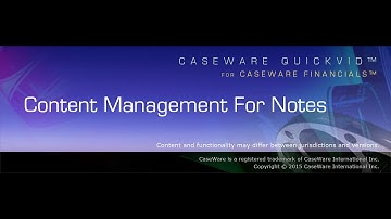 CaseWare QuickVids - Content Management for Notes