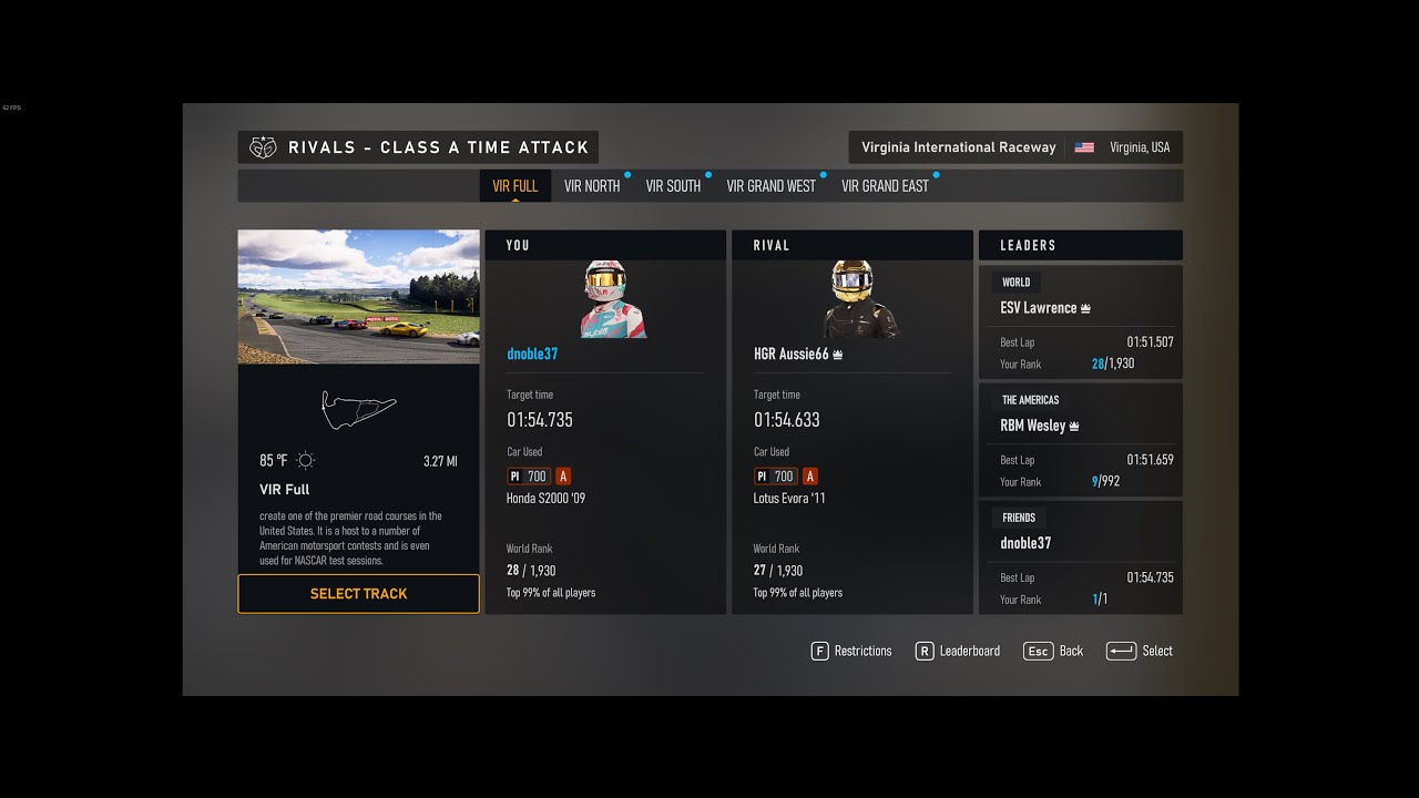 Forza Motorsport 2023 - Rivals - A Class - Honda S2000 '09 - VIR - 9th ...