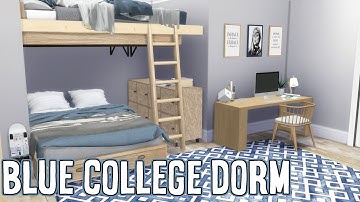 BLUE COLLEGE DORM ROOM // THE SIMS 4 SPEED BUILD