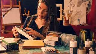 Sorting & Listing Art Supplies | ASMR Cozy Basics (french whispers / français, counting, writing)