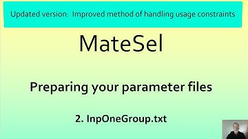 Preparing your parameter files:  2. InpOneGroup.txt