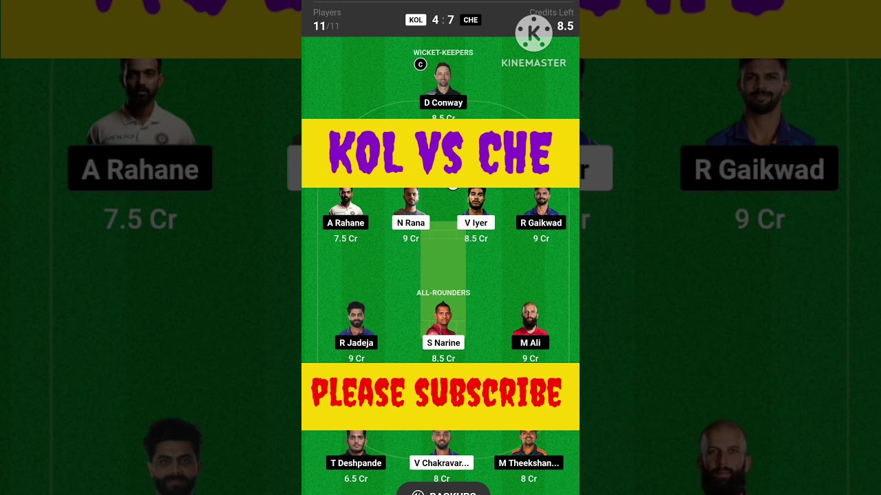 KOL vs CHE Dream11 Team II KOL vs CHE Dream11 Team Prediction II IPL 2023 II CHE vs kkr dream11