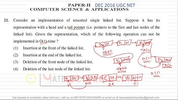 Question 21 UGC NET Computer science paper solution August 2016 Linked List