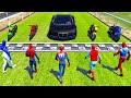 TEAM SPIDERMAN Motorcycles RACING Challenge on RAMPA Spiderman Army Sports Cars Race - GTA 5