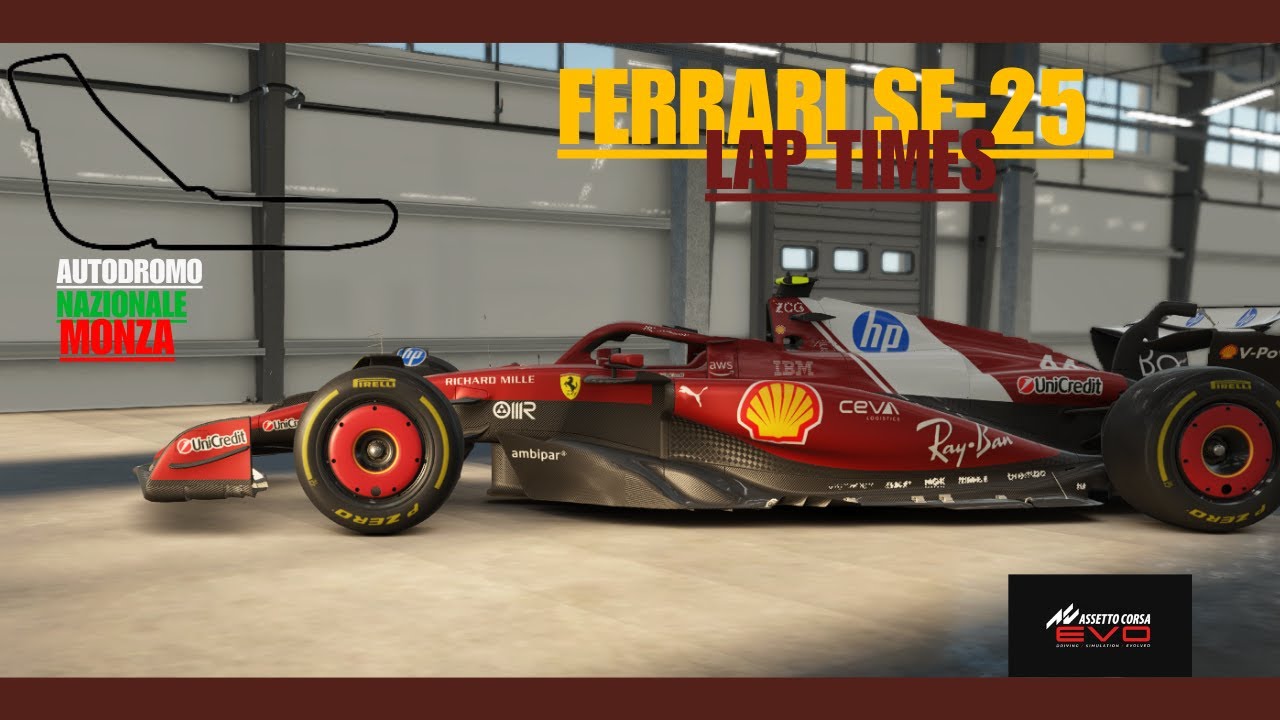 Lap times Around Monza [Assetto Corsa Evo, Ferrari SF-25]