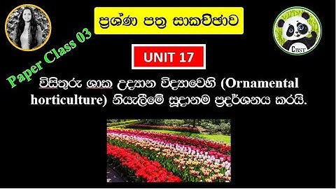 Unit 17-Paper Discussion| Ornamental Horticulture |AL Biosystems Technology |BST Sinhala| Sri Lanka
