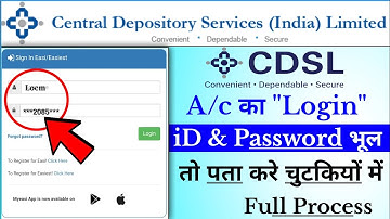 CDSL ka Password Forget kaise kare, CDSL ka Username kaise Find kare,Recover name & Password in Cdsl