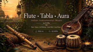 528 Hz Indian Instrumental Music | Relaxing Flute, Tabla &amp; Veena LoFi for Deep Sleep &amp; Stress Relie