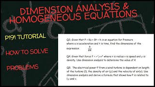 Dimension Analysis & Homogeneous Equations | Physics Tutorial Sheet Explained