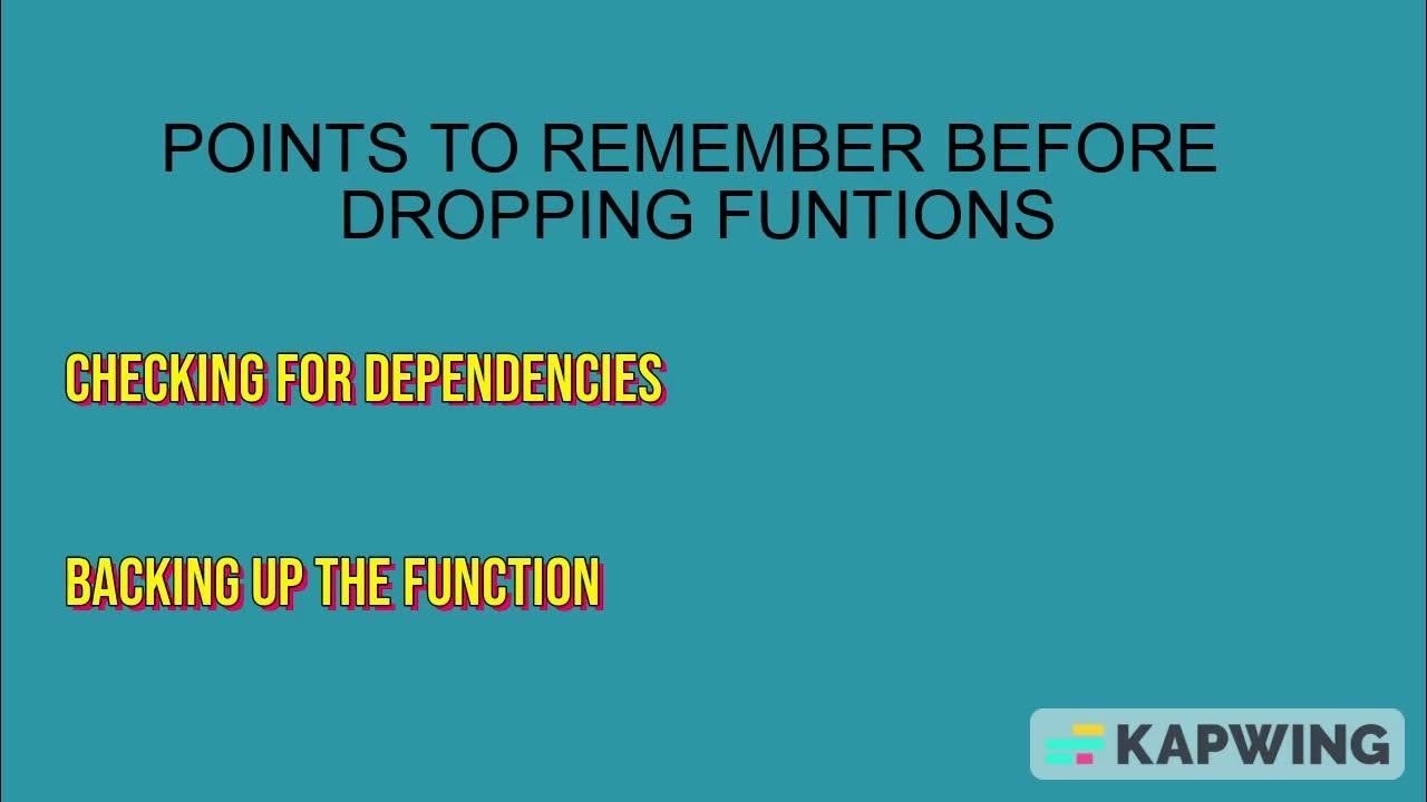 How to drop user defined function in database youtube