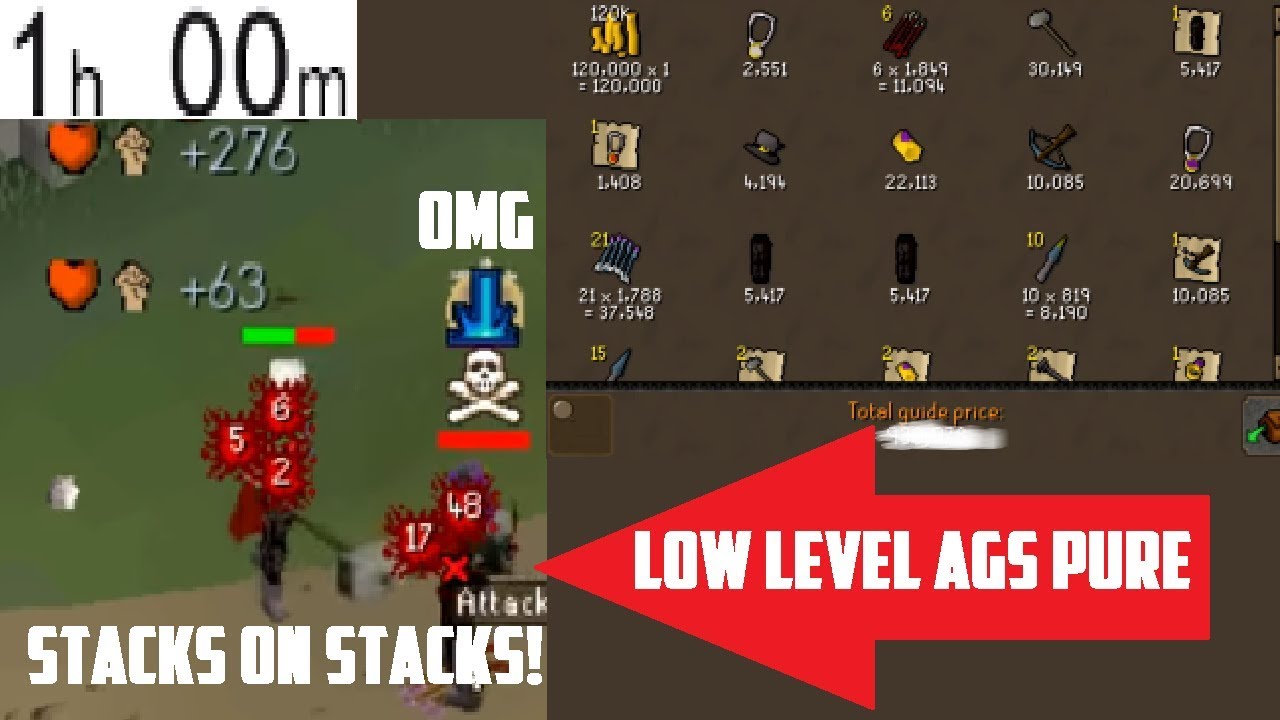 1 Hour of BABY AGS PURE PKING (Low Level)! THE STACKS! - Oldschool 2007 Runescape